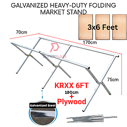 KRXX 6 Feet Set Galvanized Steel Heavy Duty Night Market Folding Stand Table