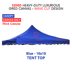 Blue Color 10x10 Feet Roof 100cm 1200D Thick Luxurious Gred Canvas Canopy Tent Top Only Canvas Replacement