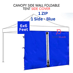 Blue 6 Feet 1 Zip Cover Canopy Side Wall Foldable Tent Side Wall Cover Rain
