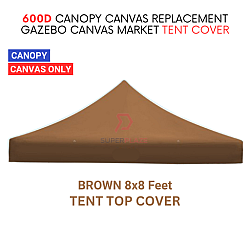 Brown 8x8 Feet 600D Colorful Canopy Canvas Replacement Gazebo Canvas Market Tent Cover Only