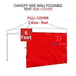 Red 6 Feet Full Cover Canopy Side Wall Foldable Tent Side Wall Cover Rain