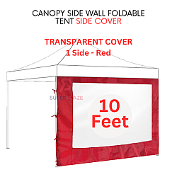 Red 10 Feet Transparent Cover Canopy Side Wall Foldable Tent Side Wall Cover Rain