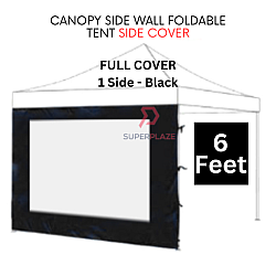 Black 6 Feet Transparent Cover Canopy Side Wall Foldable Tent Side Wall Cover Rain
