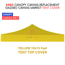 Yellow 10x15 Feet 600D Colorful Canopy Canvas Replacement Gazebo Canvas Market Tent Cover Only