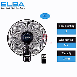 16 Inches Elba EWMF-E1646RC BK Wall Fan With Remote Control Kipas Dinding