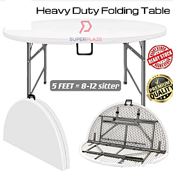 5 Feet Round Foldable Banquet Table Portable Multifunctional Dining Table Meja Lipat Bazaar Serbagun