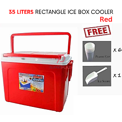 Red Color 35 Liters Dragonware Rectangle Storage Denki Ice Box Cooler Peti Ice Picnic 798-Expo