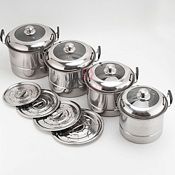 4 Pcs Multifunctional Bakelite Stainless Steel Steamer Stock Pot Pot Glass Combination Cover