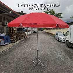 Red Color 3 Meter 10ft Round Umbrella With Stand Payung Niaga Payung Bazar Canopy Tent Parasol