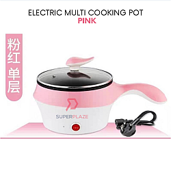 Pink 18cm Mini Multifunction Stainless Steel Electric Cooker Frying Pan Pot Periuk Serbaguna