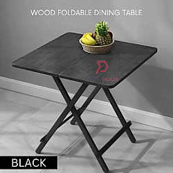 Black Wood Foldable Dining Table Kitchen Study Picnic Table Meja Makan Meja Lipat