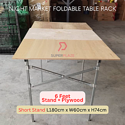 6 Feet Short Stand With Plywood Night Market Foldable Table Rack Market Folding Table Stand Rack