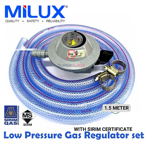 Milux Sirim Certified Low Pressure Regulator Set LPG Gas Cylinder Head
