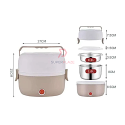 2 Layers Khakis Electric Portable Lunch Box Mini Cooker Steamer Multifunctional Cooker