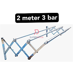 2 Meter 3 Bars Stainless Steel Wall Mounted Retractable Clothes Hanger Drying Rack Penyidai Penjemur Baju