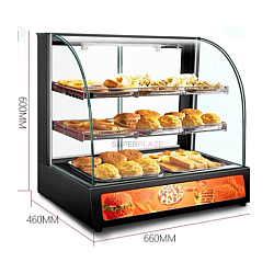 Black DS-2P 66cm Medium Commercial Electric Food Display Warmer Show Case Heating Machine
