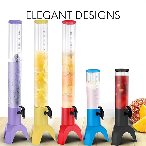 Black 3L No Ice Tube Polycarbonate Juice Tower Beer Cocktail Cold Drink ABS Beverage Dispenser