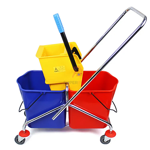 50L Double Tank Mop Wringer Cart Janitor Cleaner Housekeeping Cleaning Cart