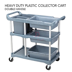 Double Handle 3 Plus 2 Plastic Collector Cart Food Court Cleaning Trolley Multipurpose Utility Cart