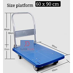 400kg Heavy Duty Plastic Platform Trolley Troli Cart Hand Truck Trolley PVC Platform