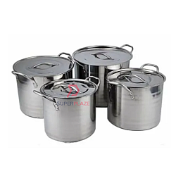4 Sets Mirrored Stainless Steel Steamer Stock Pots Multipurpose Cooking Pot