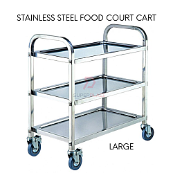 Large Stainless Steel Food Court Collector Cart Food Serving Utility Trolley Multifunctional Cart