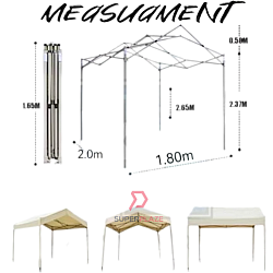 Beige White 1.8x2 Meter Folding Tent Canopy Khemah Lipat Bazaar Canopi Umbrella