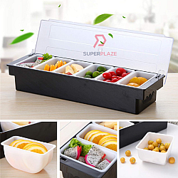 6 Compartments Pints PP Plastic Condiment Holder Seasoning Dispenser