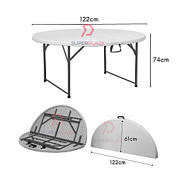 4 Feet Round Foldable Banquet Table Portable Round Multifunctional Dining Table