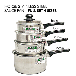 Full Set 4 Sizes Horse Stainless Steel Sauce Pot Single Handle Cooking Pan