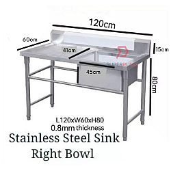 Right Sink Zirafah Stainless Steel Single Bowl Sink With Drainboard Commercial Platform Sink