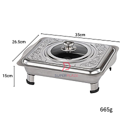 5 Sets 35x27cm Curve Cut Eco Embossed Lids Stainless Steel Buffet Set Catering Serving Tray Food Pan