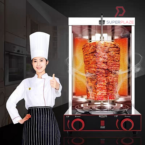 Gas Stainless Steel Kebab Machine 2 Burners Commercial Shawarma Kebab Machine