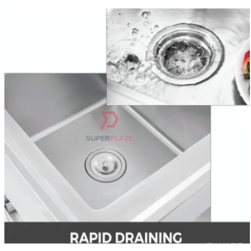 Right Bowl L110xW60xH80cm Stainless Steel Single Bowl Sink With Drainboard
