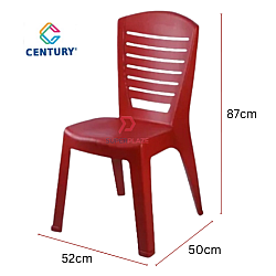 2 Pcs Maroon Color 1672 Century Heavy Duty Plastic Rest Chair Dining Chair Stackable Stool Bench