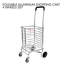 4 Wheels 207 Foldable Aluminium Shopping Cart Carbon Steel Market Trolley Travel Cart