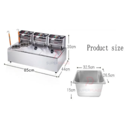 Noodle 3 x 8L Triple Electric Deep Fryer Oden Kanto Noodle Cooker Machine Multifunctional Combo