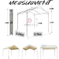Beige White 2.7x3 Meter Folding Tent Canopy Khemah Lipat Bazaar Canopi Umbrella