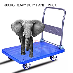 Blue Color 300kg Heavy Duty Fibre Plastic Platform Hand Truck Multifunctional Trolley Cart Carrier