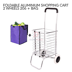 2 Wheels Plus Bag 206 Foldable Aluminium Shopping Cart Carbon Steel Market Trolley Travel Cart