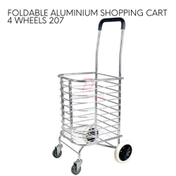 4 Wheels 207 Foldable Aluminium Shopping Cart Carbon Steel Market Trolley Travel Cart