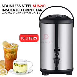 10 Liters 201 Stainless Steel Insulated Bucket Hot Cold Drink Jar Milk Tea Beverage Storage Dispenser