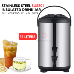 12 Liters 201 Stainless Steel Insulated Bucket Hot Cold Drink Jar Milk Tea Beverage Storage Dispenser