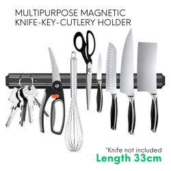 33cm Black Color Multipurpose Wall Magnetic Knife Cutlery Utensil Key Holder Rack