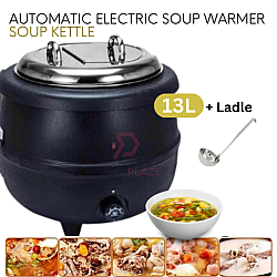 13 Liters Plus Ladle Automatic Commercial Electric Dome Soup Kettle Warmer Heating Soup Serving Pot