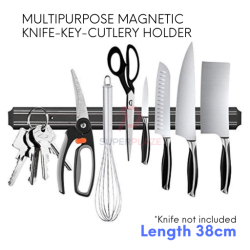 38cm Black Color Multipurpose Wall Magnetic Knife Cutlery Utensil Key Holder Rack