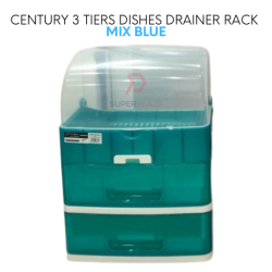 Mix Blue Color 3 Tiers Century Dishes Drainer Cabinet Kitchen Storage Rack