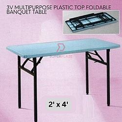 3V 2x4 Feet Plastic Top Foldable Banquet Table Study Table Function Event Station Desk