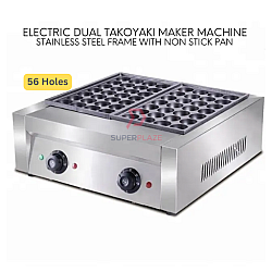 56 Holes Electric Dual Takoyaki Maker Machine Octopus Ball Fish Ball Cooker Stove