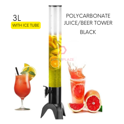 Black 3L With Ice Tube Polycarbonate Juice Tower Beer Cocktail Cold Drink ABS Beverage Dispenser